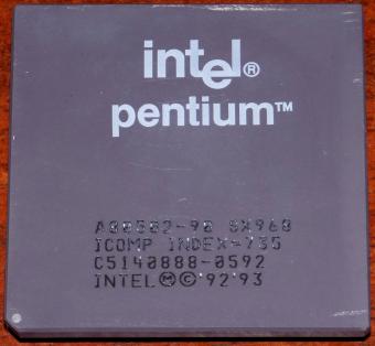 Intel Pentium 90MHz CPU A80502-90 sSpec: SX968 Icomp-Index=735 1993